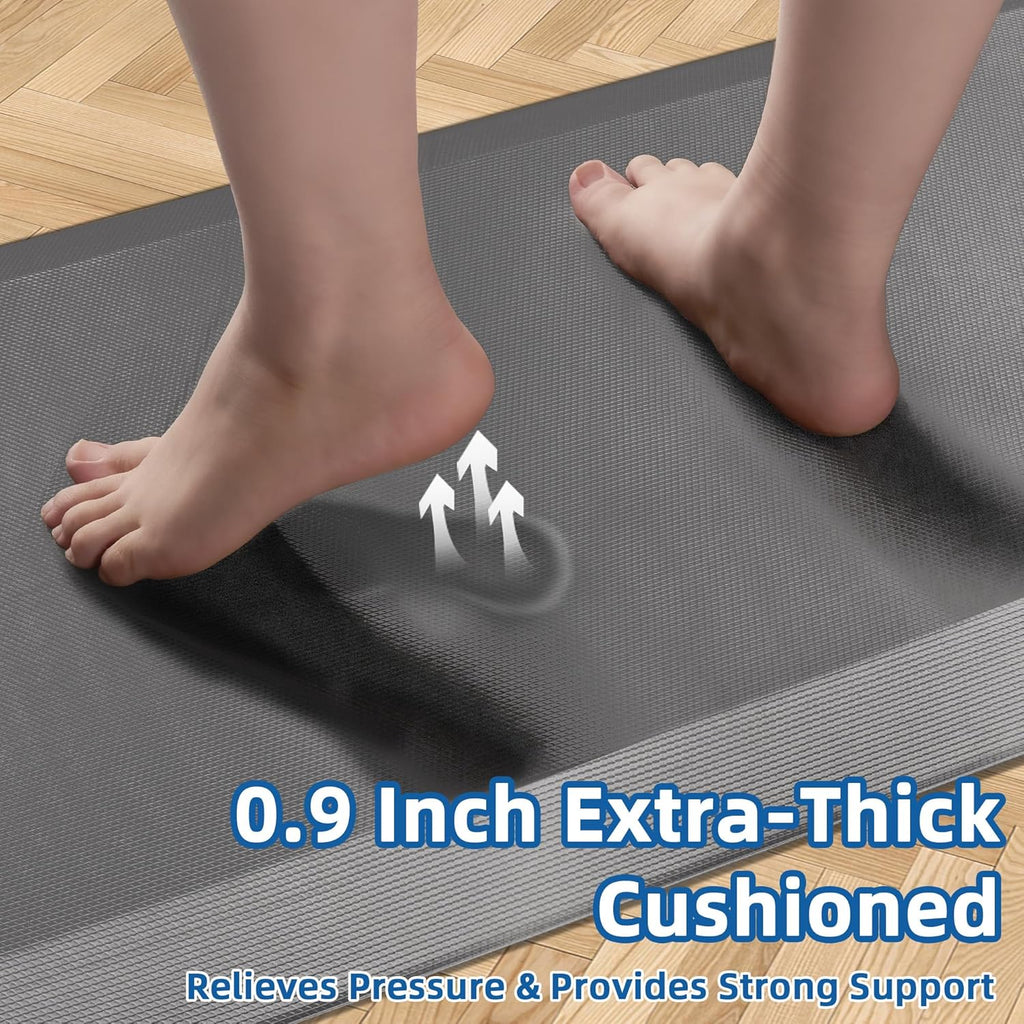 Grey Thick Memory Foam Anti Fatigue Kitchen Mat