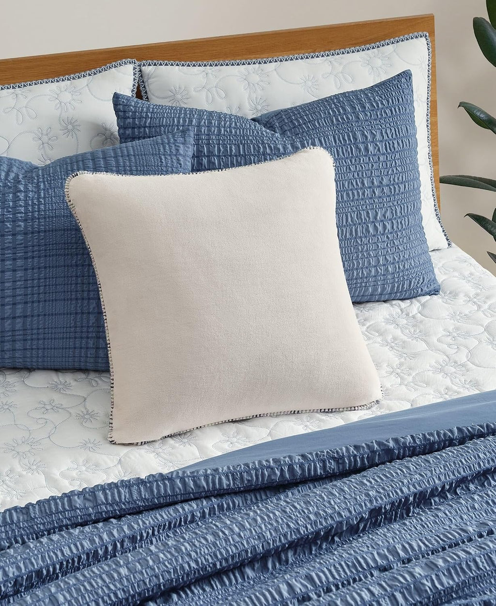 White Stitched Decor Throw Pillow