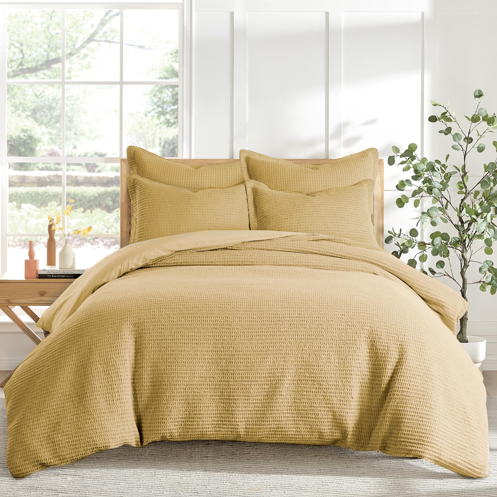 Levtex Home Cloud Waffle Full/Queen Comforter Set (90x94in) with 2 Pillow Shams (26x20in) - Solid Waffle Cotton Texture - Blush - 100% Cotton Full/Queen Size Comforter Set - Soft, Pre-Washed