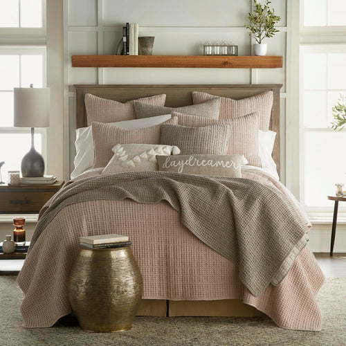 Blush Waffle Cotton King Quilt Set