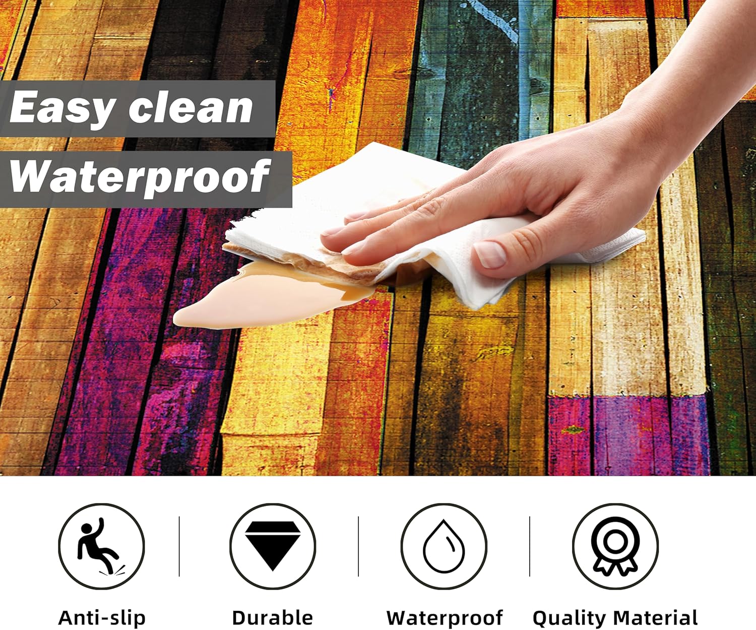 Abstract Wood 2-Piece Anti Fatigue Kitchen Mat Set
