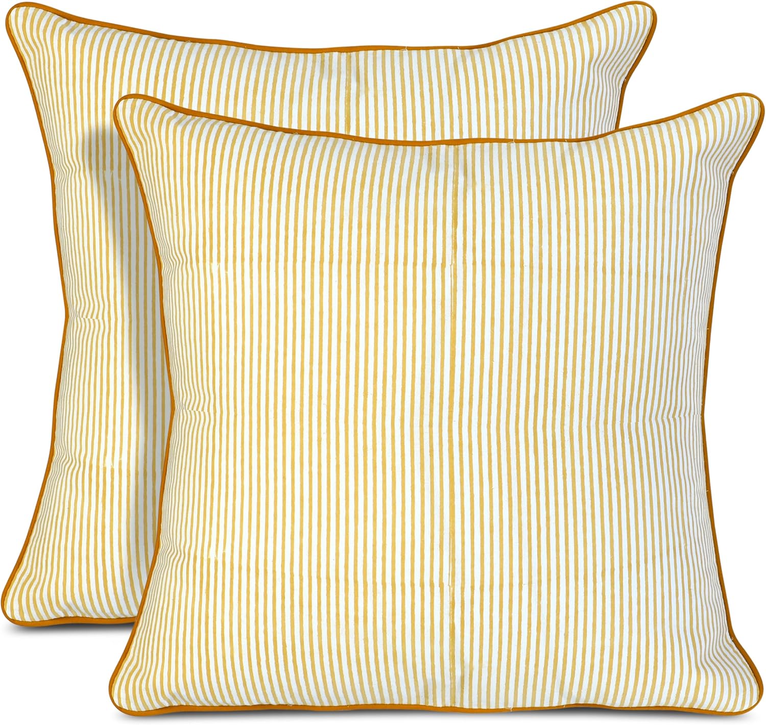 Yellow Stripe Print Pillow Covers Set
