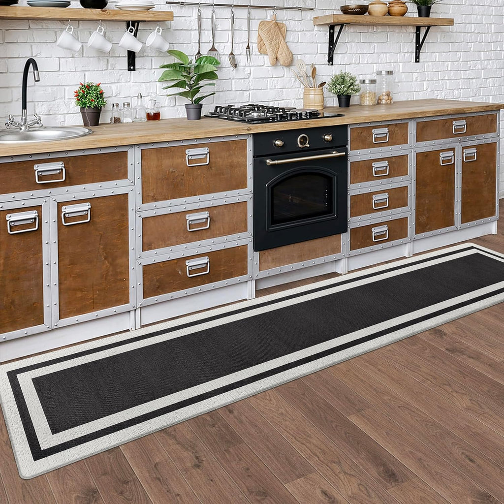 Black Memory Foam Long Anti Fatigue Kitchen Mat