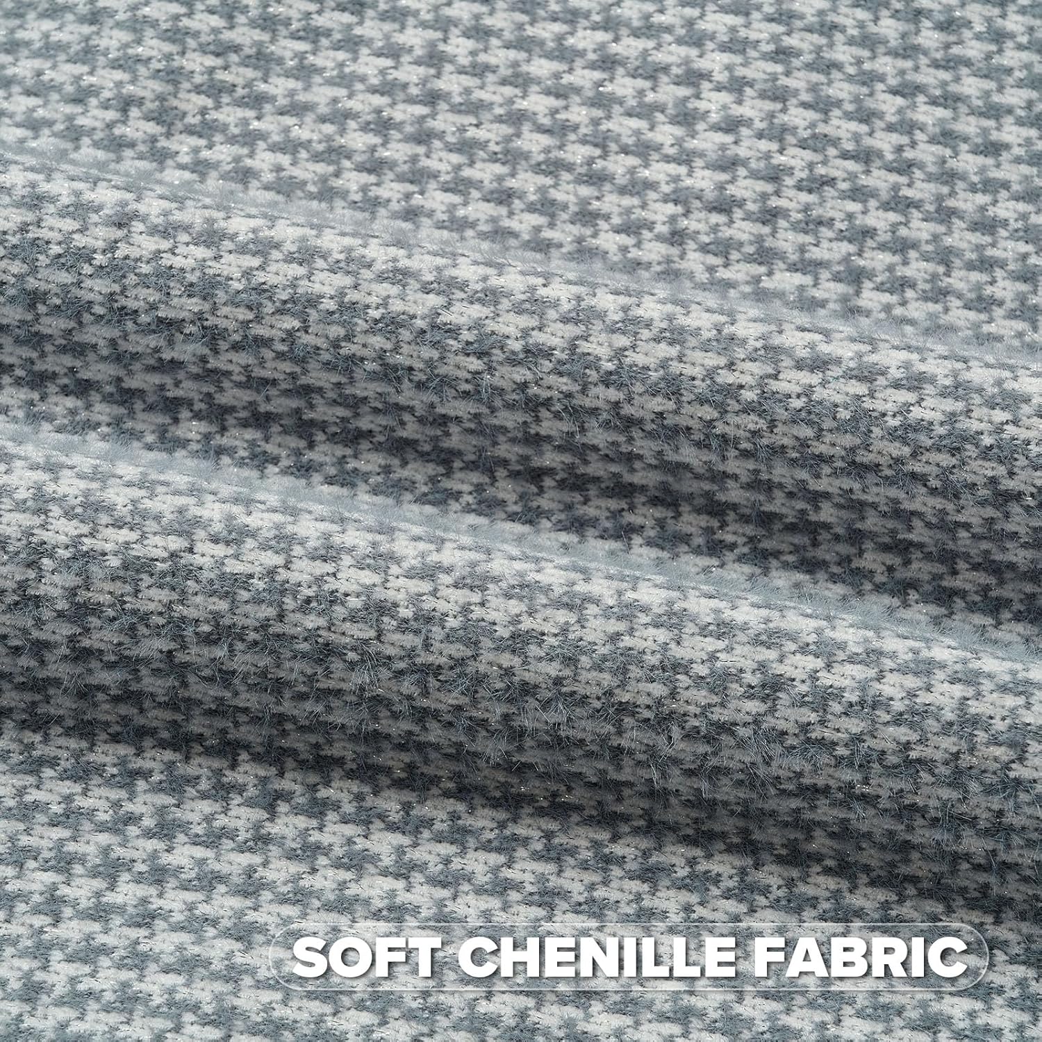 FUTEI Pack of 2 Houndstooth Throw Pillow Covers 26x26 Inch Soft Chenille Gingham Textured Farmhouse Decorative Euro Pillow Shams Modern Home Decor for Couch Bedroom Living Room, Grayish Blue