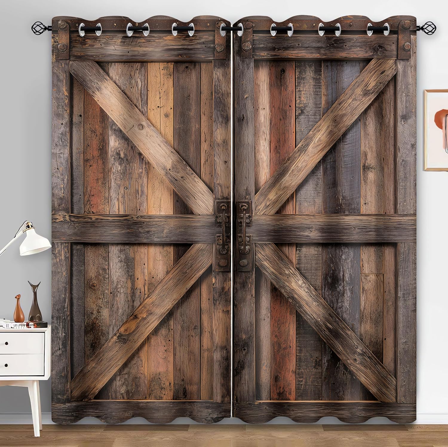Rustic Wood Blackout Window Curtains