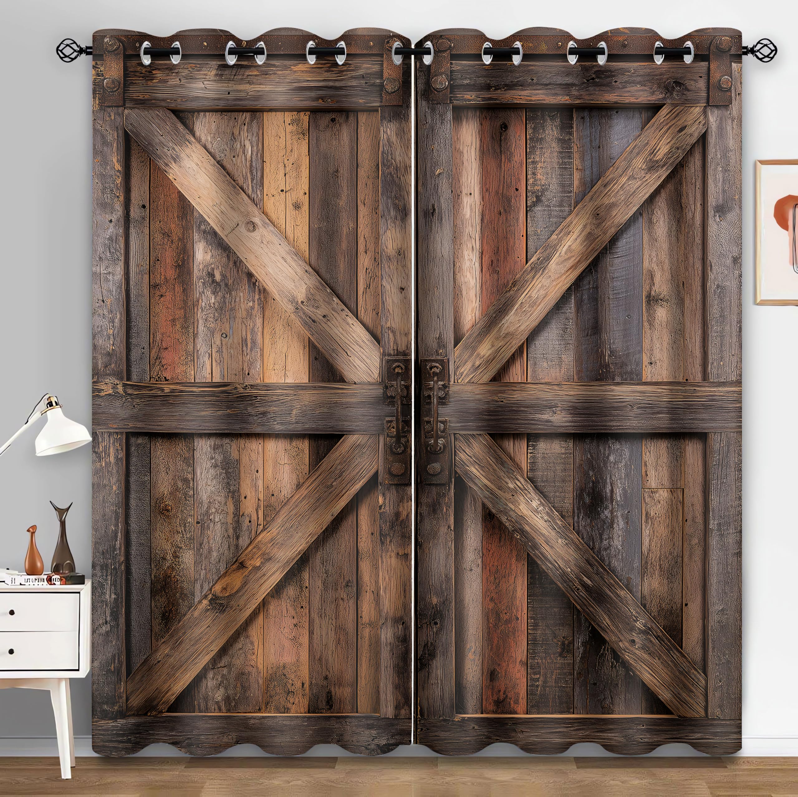 Rustic Wood Blackout Window Curtains